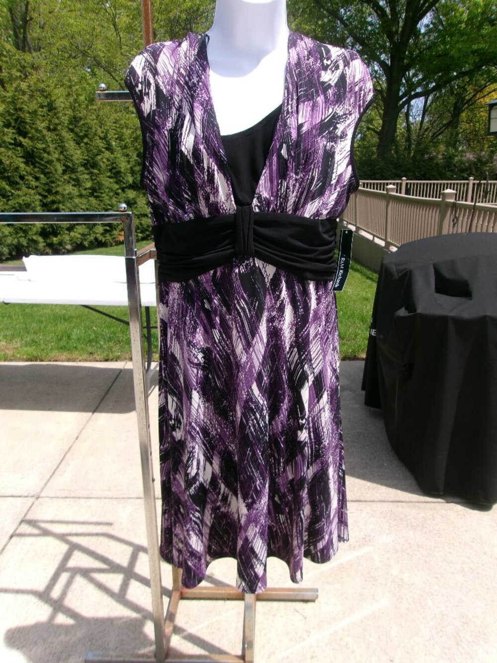 NWT RM RICHARDS BLACK&PURPLE PRINT KNIT DRESS 14P